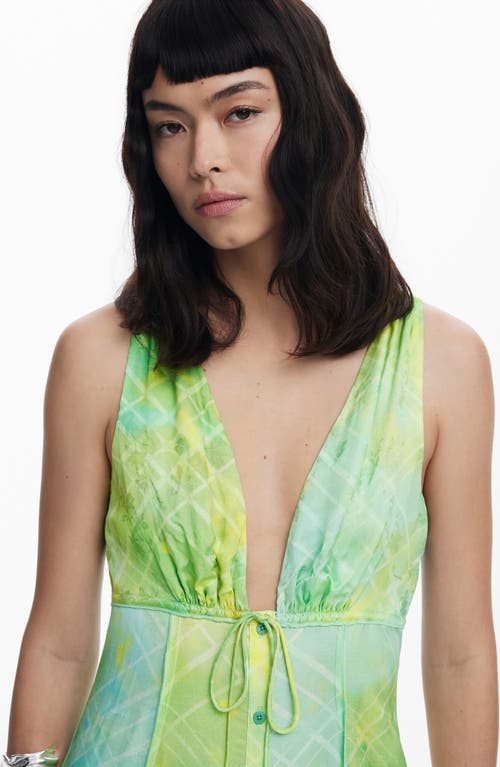 Desigual Sleeveless A-line Midi Dress In Green