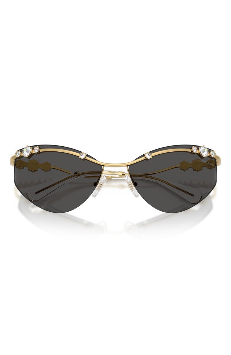 Swarovski 61mm Irregular Sunglasses, Alternate, color, Gold / Dark Grey