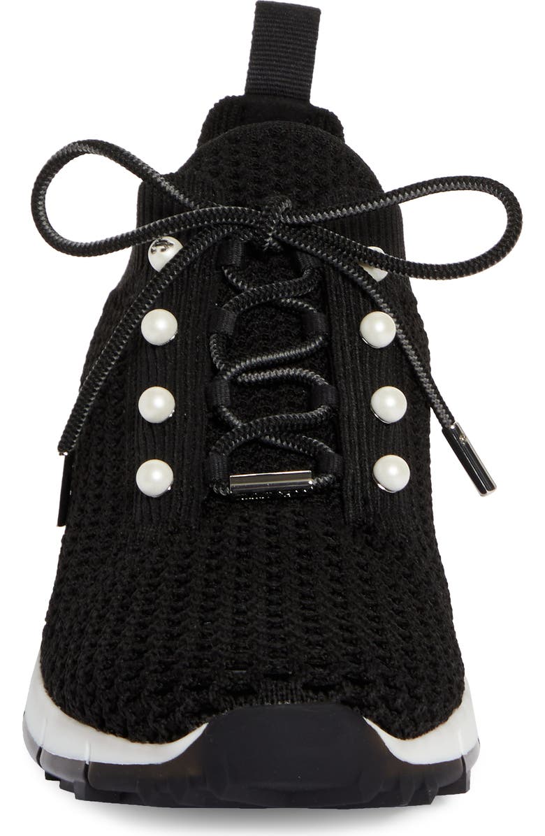 Jimmy Choo Veles Imitation Pearl Knit Sneaker, Alternate, color, X Black Mix