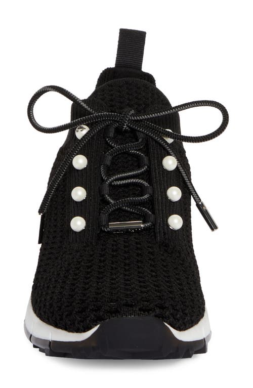 Jimmy Choo Womens X Coffee Veles Pearl-embellished Crochet-knit Low-top Trainers In X Black Mix