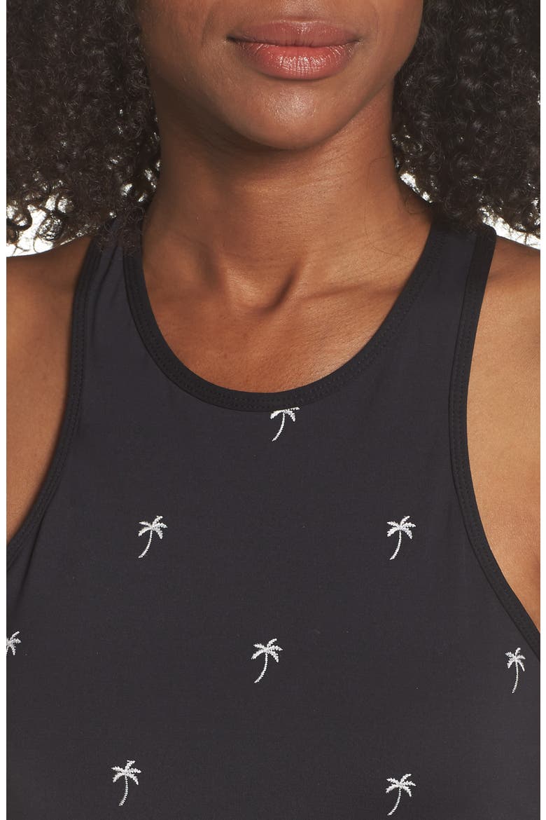 Longline Sports Bra, Alternate, color, EMBROIDERED PALM