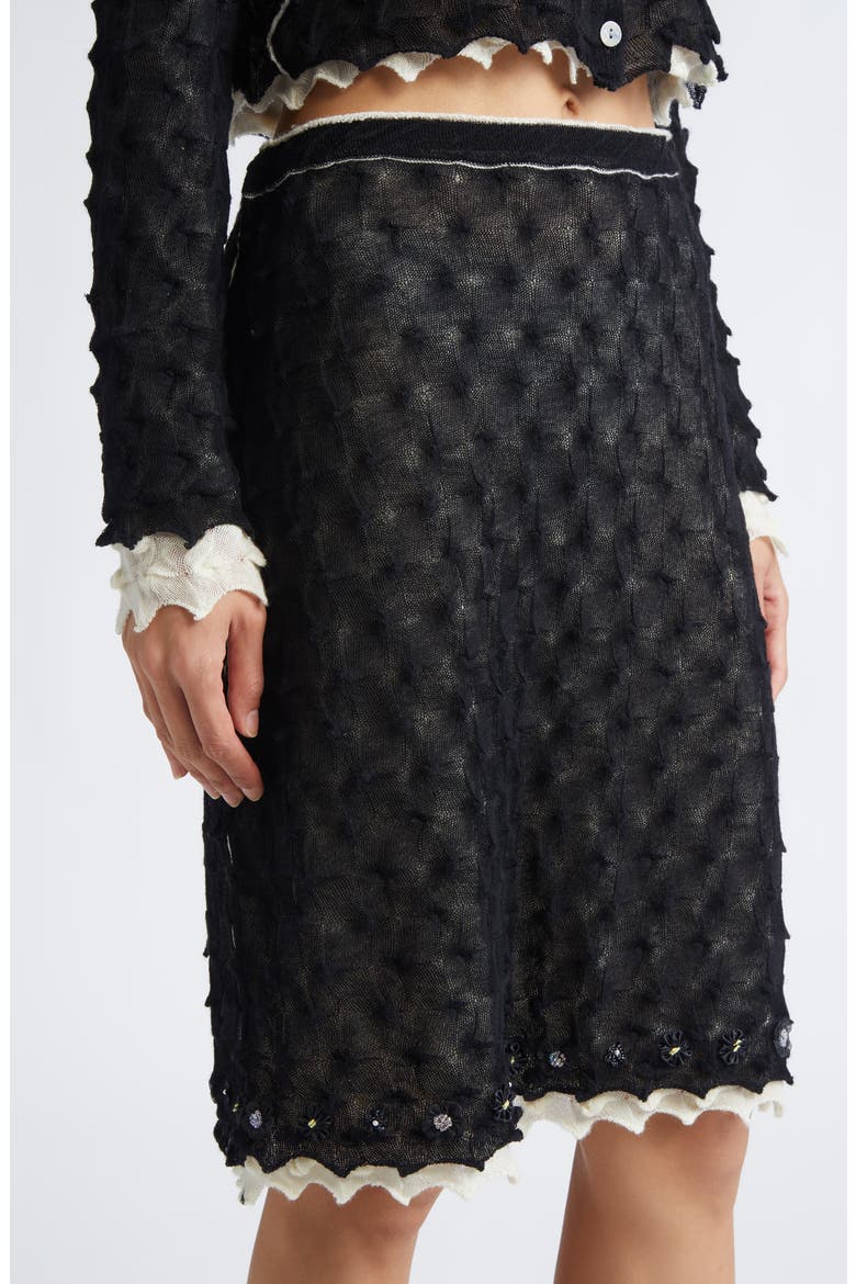 Borlor Double Layer Wool Sweater Skirt, Alternate, color, BLACK/ IVORY