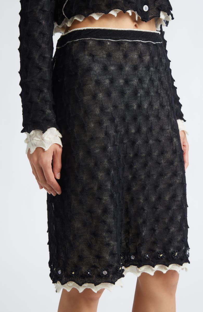 YanYan Borlor Double Layer Wool Sweater Skirt, Alternate, color, Black/ Ivory