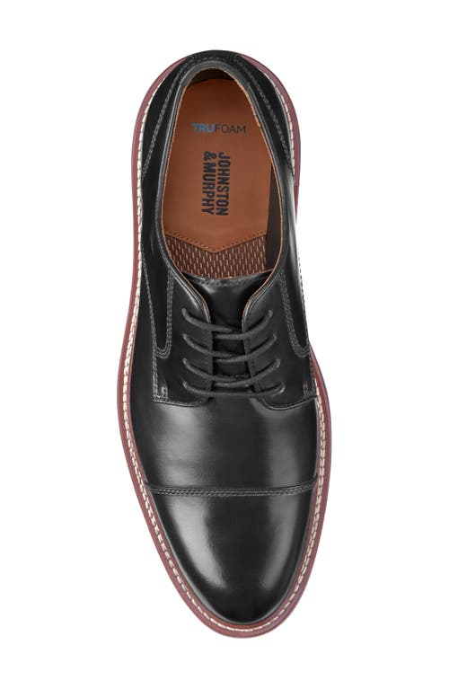 Johnston & Murphy Upton Cap Toe Derby In Black Full Grain