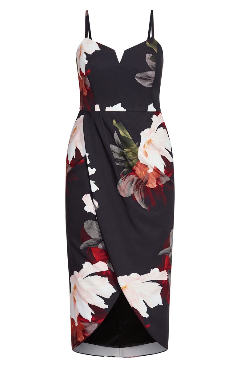 City Chic Pixel Floral Print Sleeveless Dress, Alternate, color, 