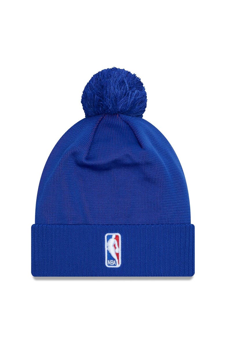 New Era Men's New Era  Royal Philadelphia 76ers 2023 NBA Draft Cuffed Knit Hat with Pom, Alternate, color, 