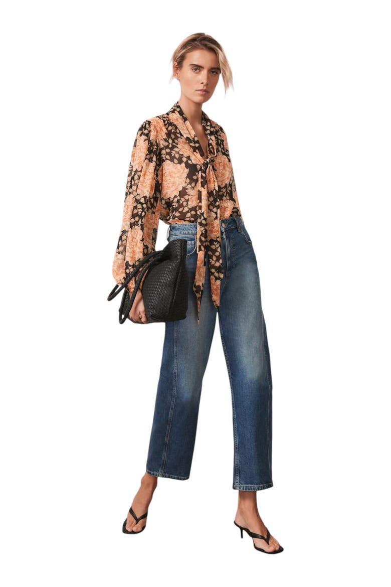 Printed Blouse, Alternate, color, Orange