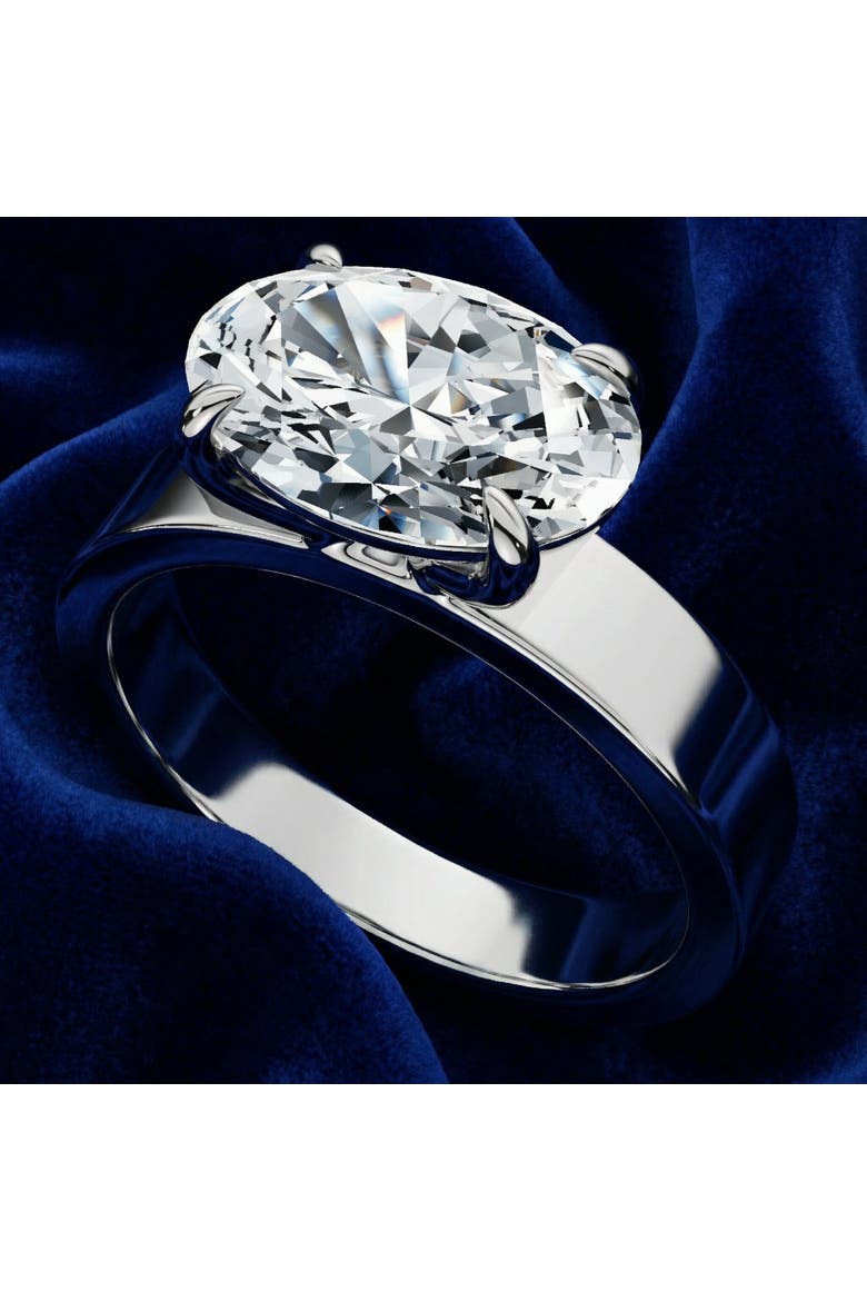 Certified 2Ct Oval East West Cigar Band Solitaire Engagement Ring Lab Grown, Alternate, color, 14k White Gold