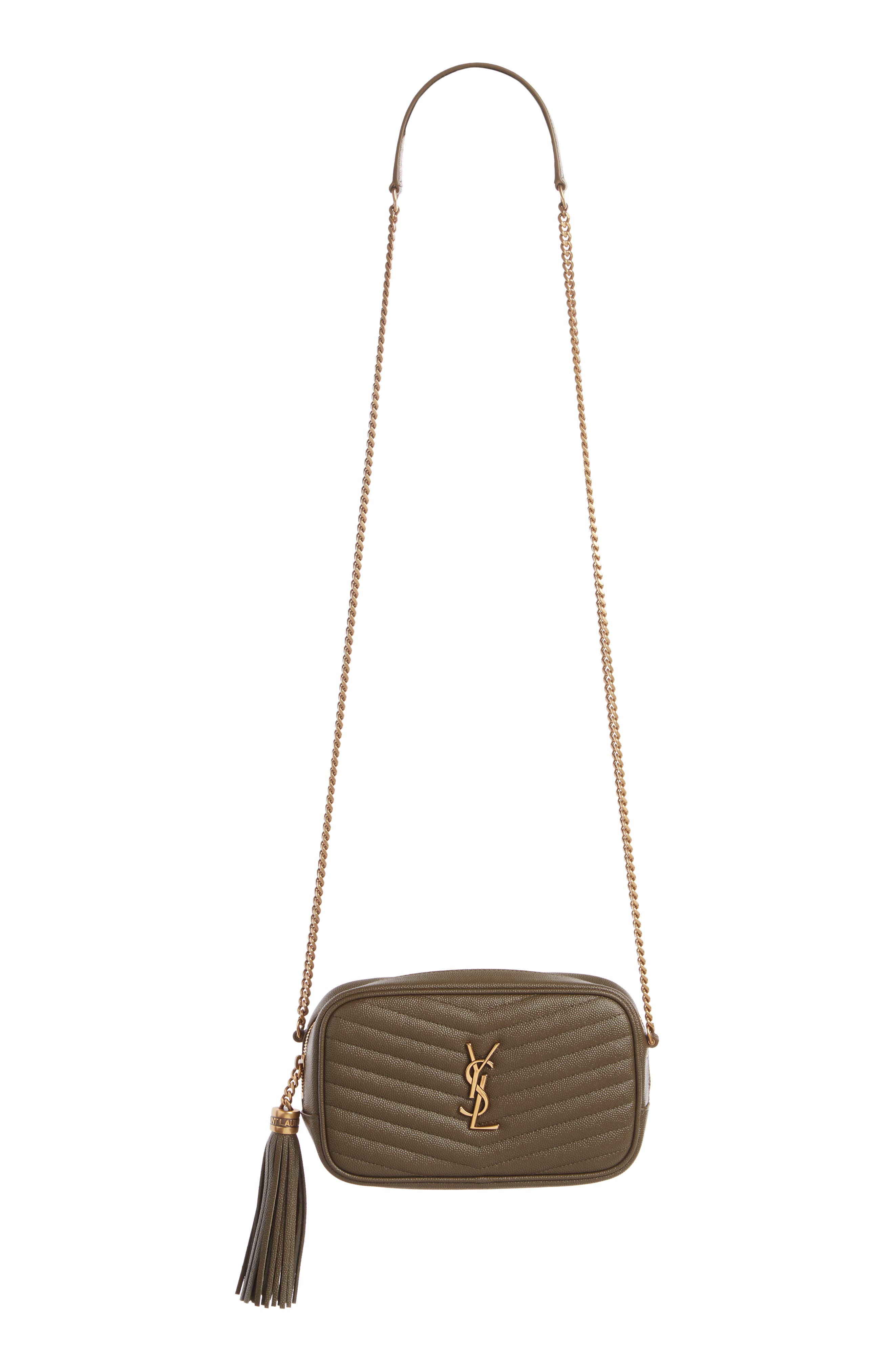 Saint Laurent Mini Lou Quilted Leather Crossbody Bag, Main, color, 