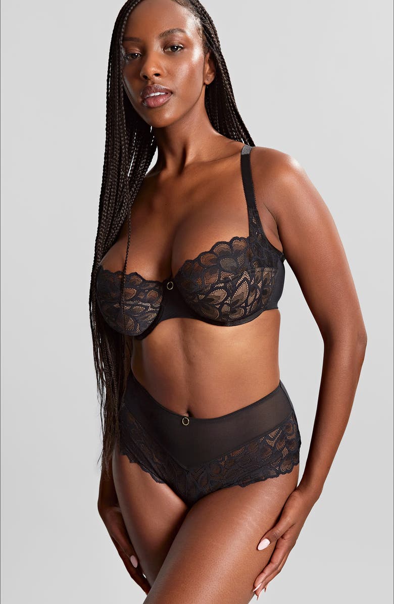 Panache Allure Lace Cheeky Briefs, Alternate, color, Black