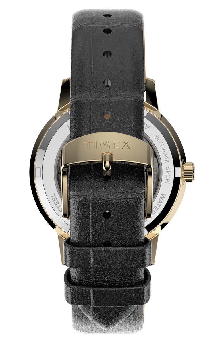 Timex<sup>®</sup> Unveil Automatic Leather Strap Watch, 38mm, Alternate, color, 
