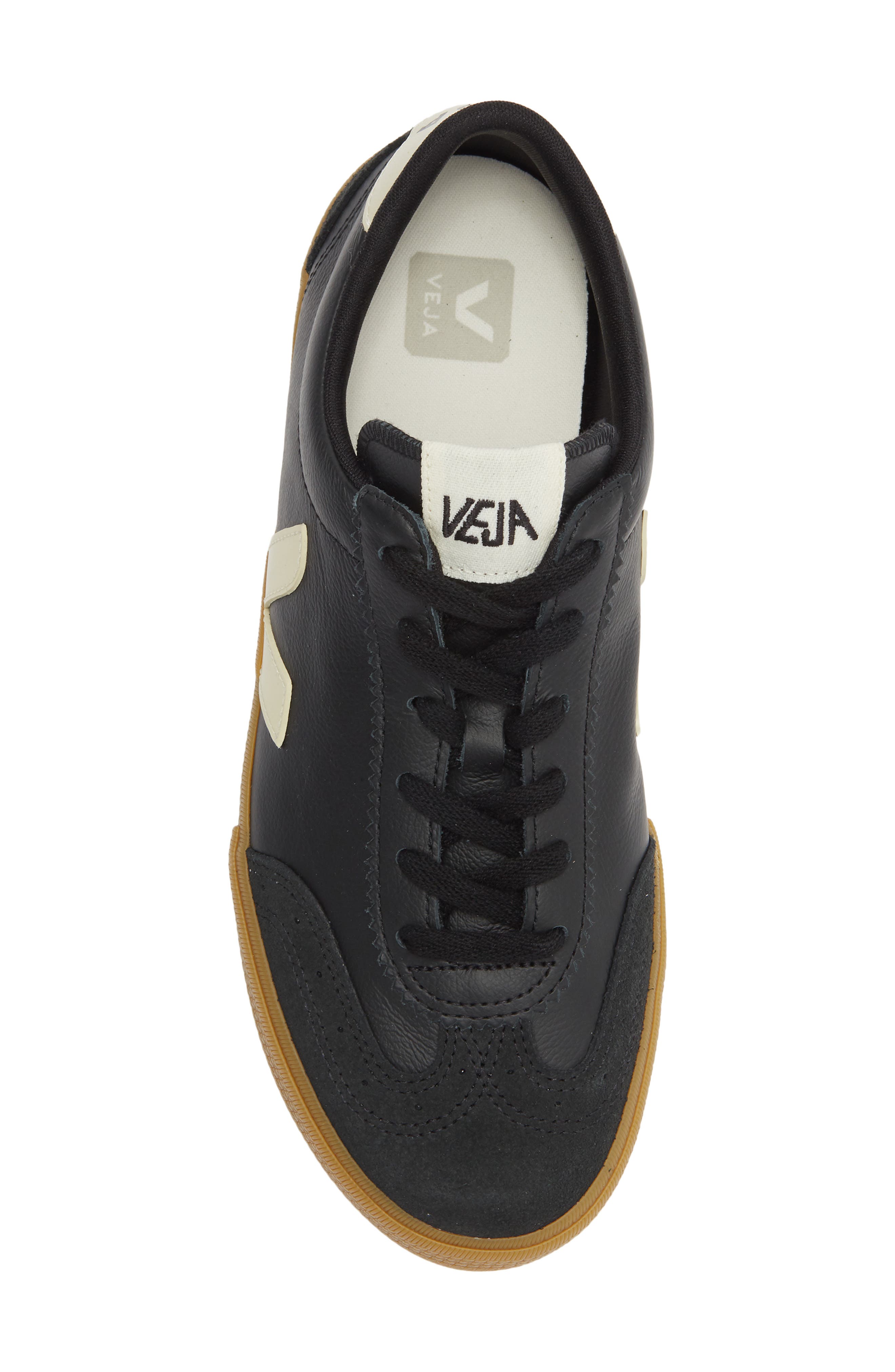 Volley Leather Sneaker, Alternate, color, BLACK PIERRE