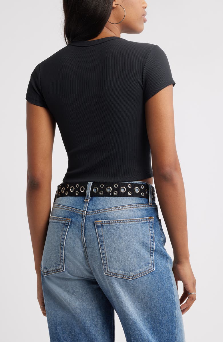 BP. Compact Rib Crop Baby Tee, Alternate, color, Black Night