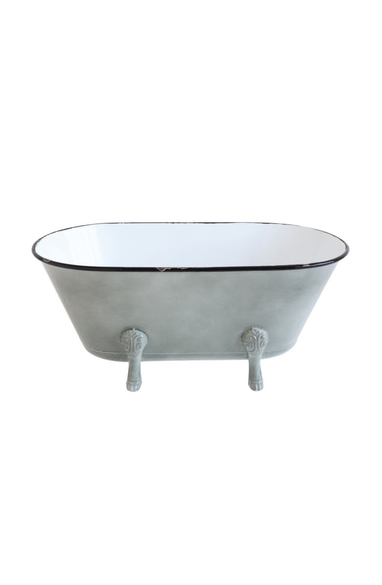 Storied Home Decorative Grey Metal Bathtub Container with Feet, Main, color, Grey