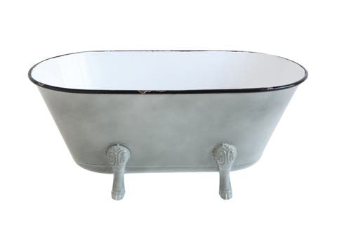 Decorative Grey Metal Bathtub Container with Feet