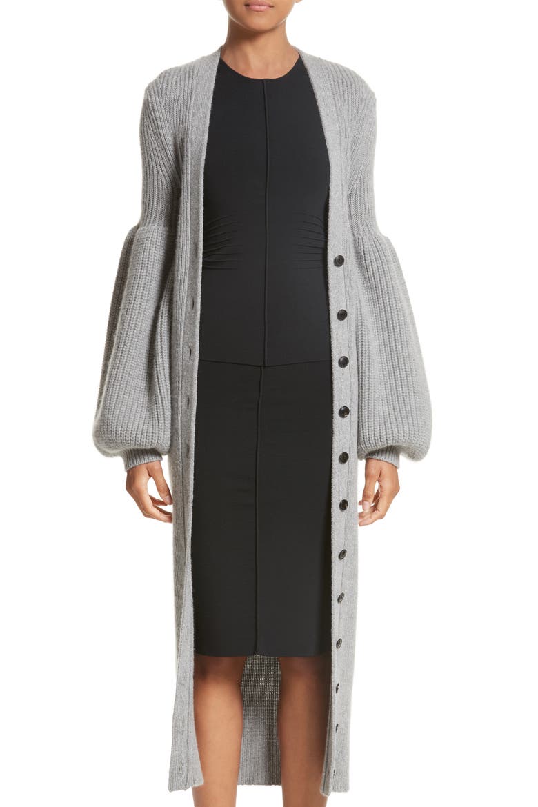 Bishop Sleeve Cardigan, Main, color, GREY MELANGE