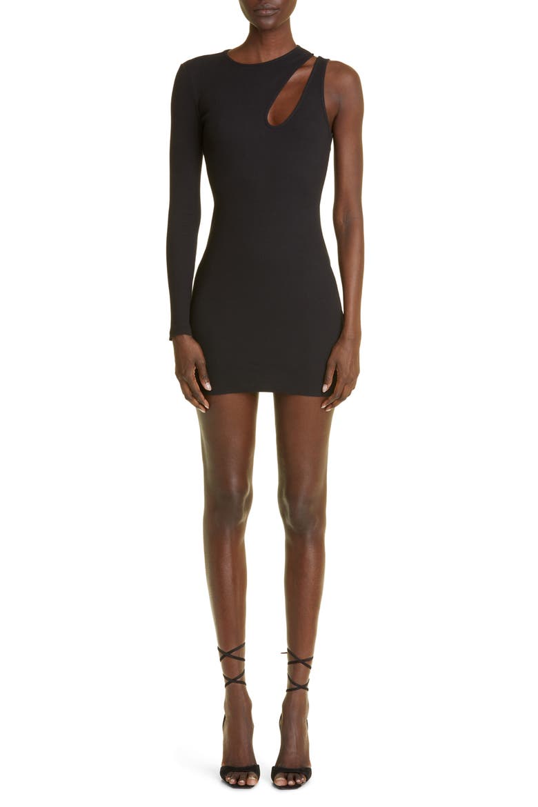 Gender Inclusive R4 Long Sleeve Knit Cutout Dress, Main, color, BLACK