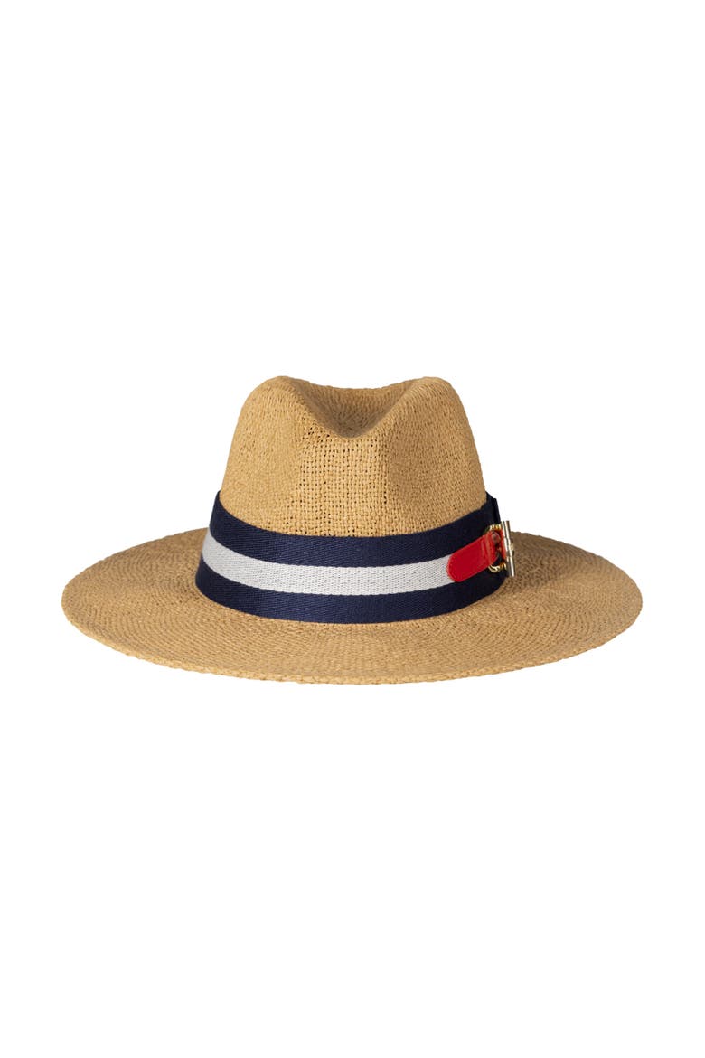 Fedora With Wide Stripe Belt, Main, color, Dark Tan