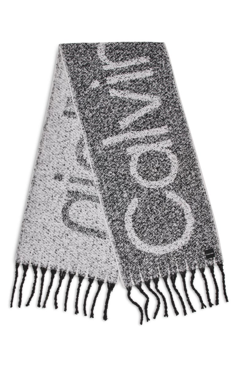 Calvin Klein Logo Tweed Scarf, Alternate, color, Black