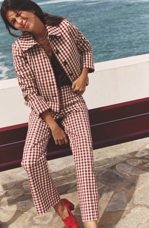 Boden Gingham Cotton Blend Smart Straight Leg Pants In Multi