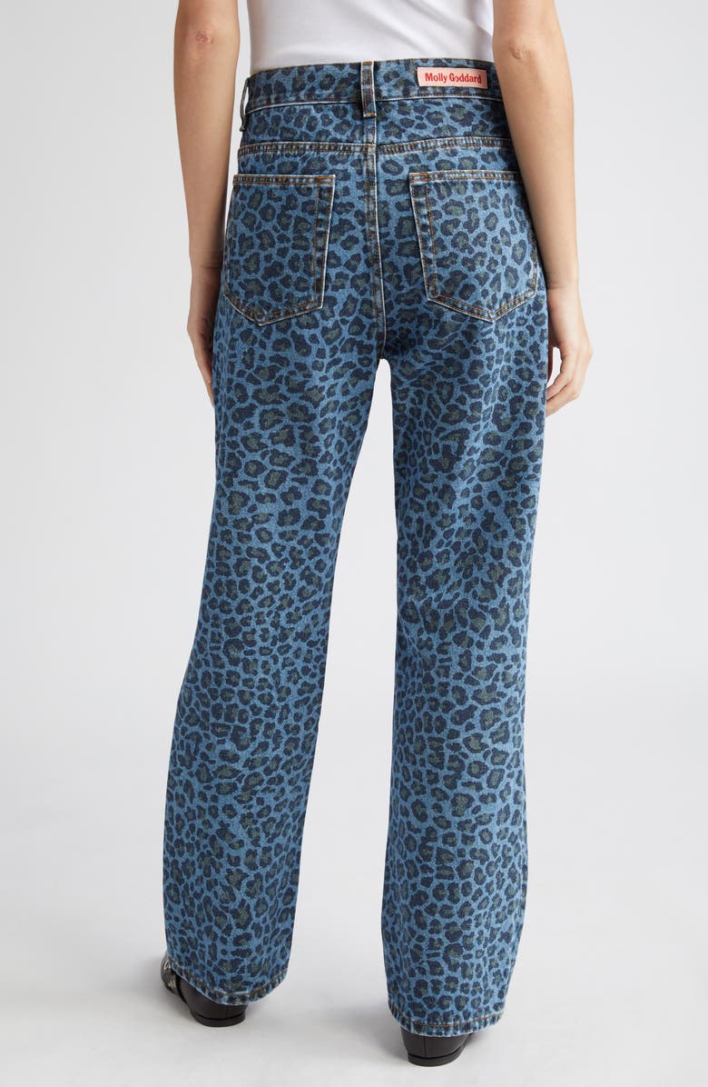 Molly Goddard Leopard Print Rigid Flare Jeans, Alternate, color, 
