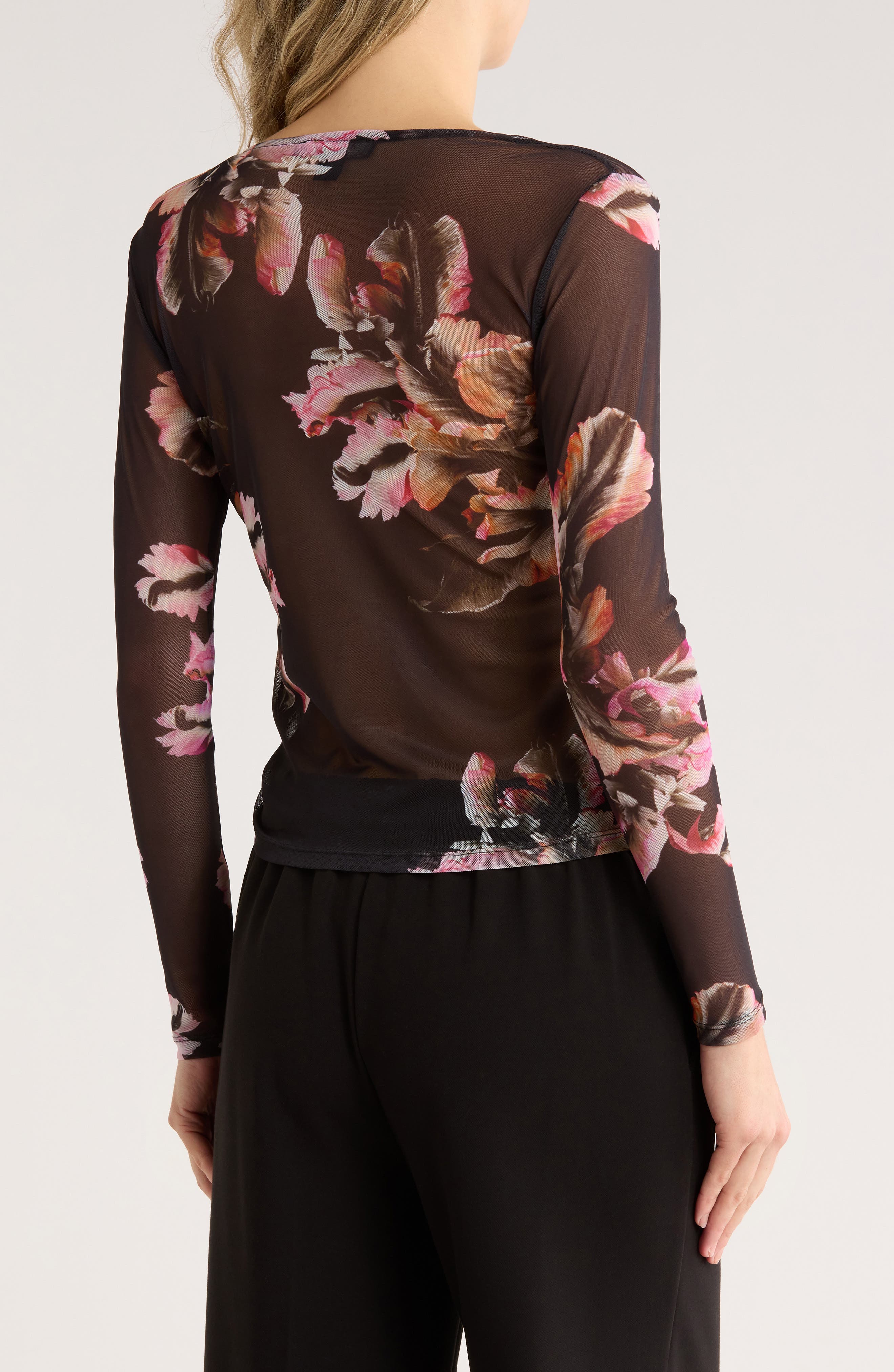 Elia Ruched Long Sleeve Mesh Top - image 2