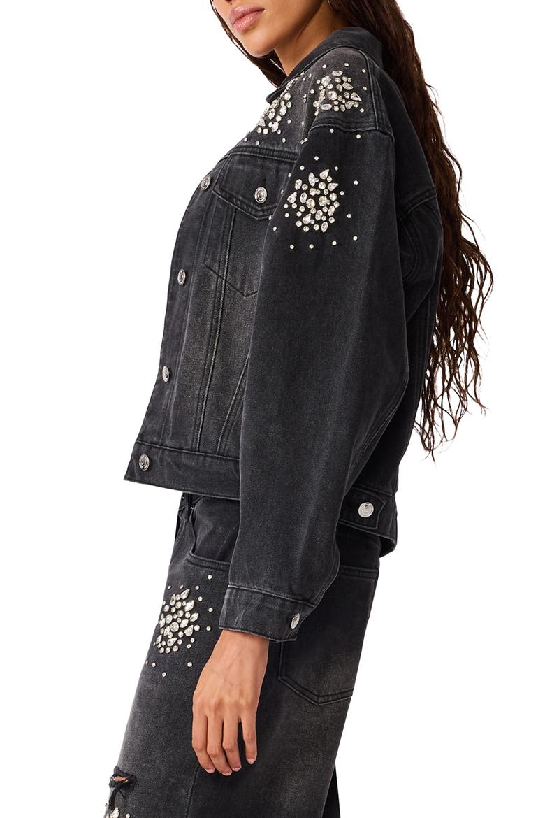 Clarke Embellished Denim Jacket, Alternate, color, WASHED BLACK