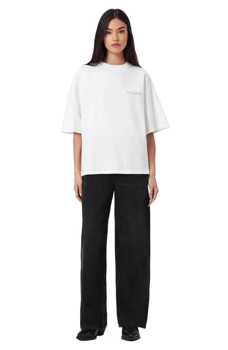 AllSaints Tempus Amelie Oversize Cotton Graphic T-Shirt, Alternate, color, Optic White