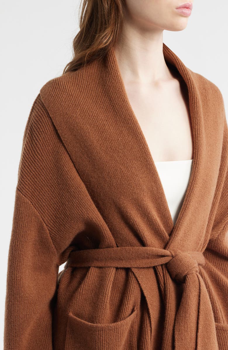 HOUSE OF CB Madison Wool Drape Cardigan, Alternate, color, Chestnut