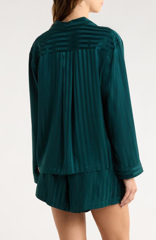 Lunya Stripe Washable Silk Button-up Short Pajamas In Green