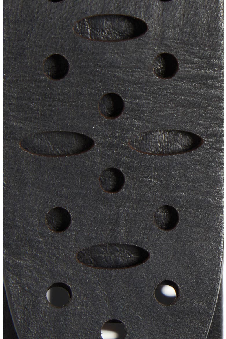 Dara Cutout Leather Belt, Alternate, color, BLACK/ SILVER