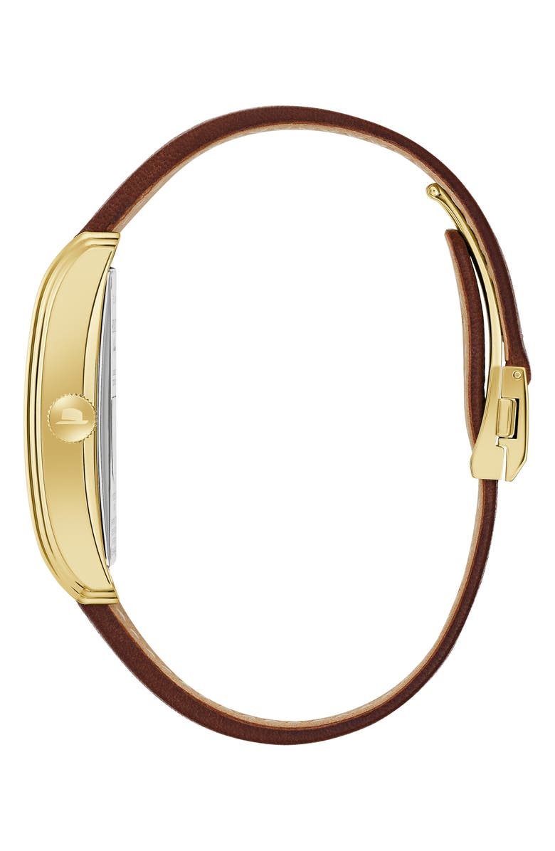 BULOVA Frank Sinatra Chariman of the Board Leather Strap Watch, 25.5mm, Alternate, color, Gold-Tone