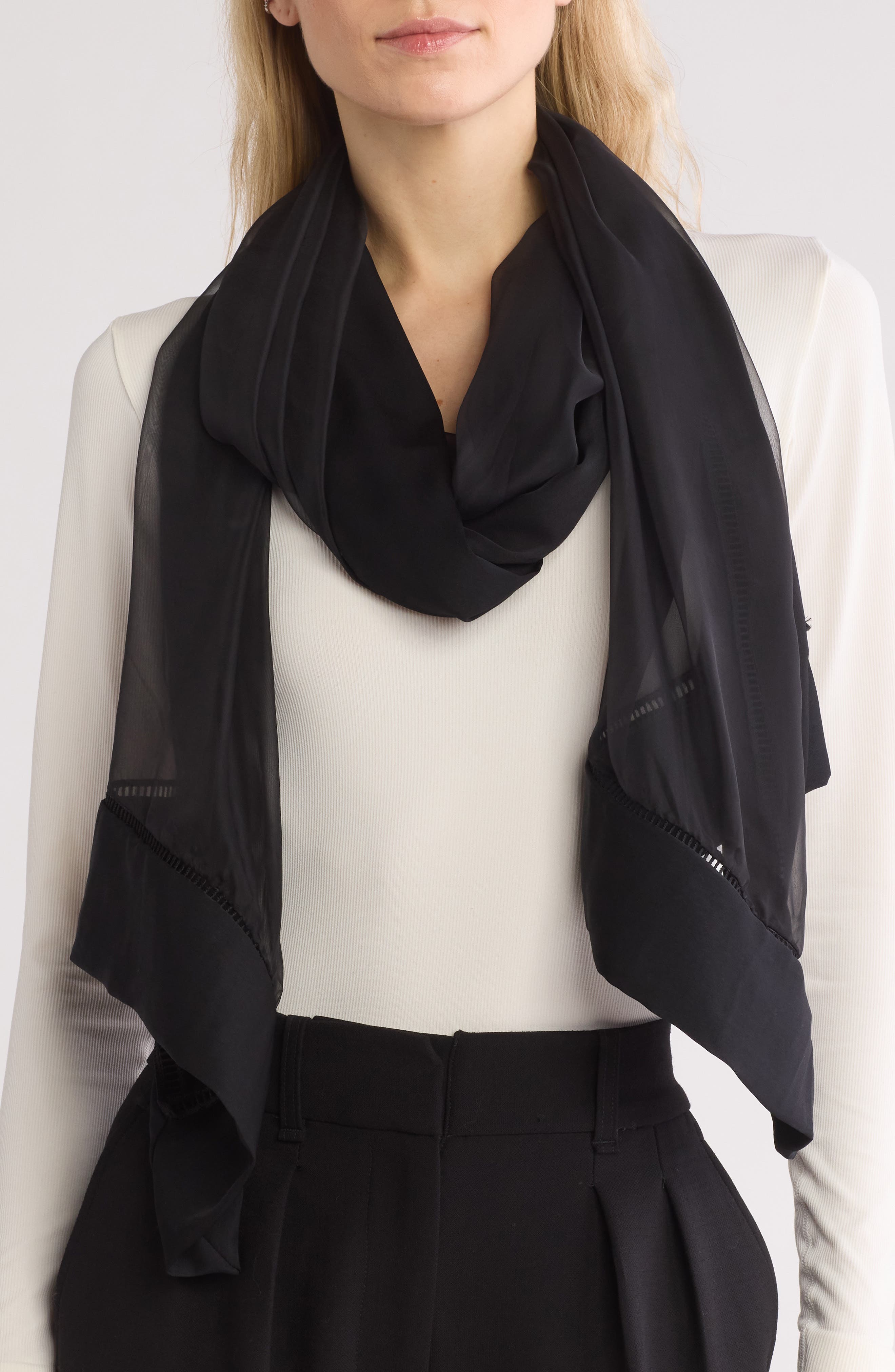 BCBG Mesh Border Evening Wrap