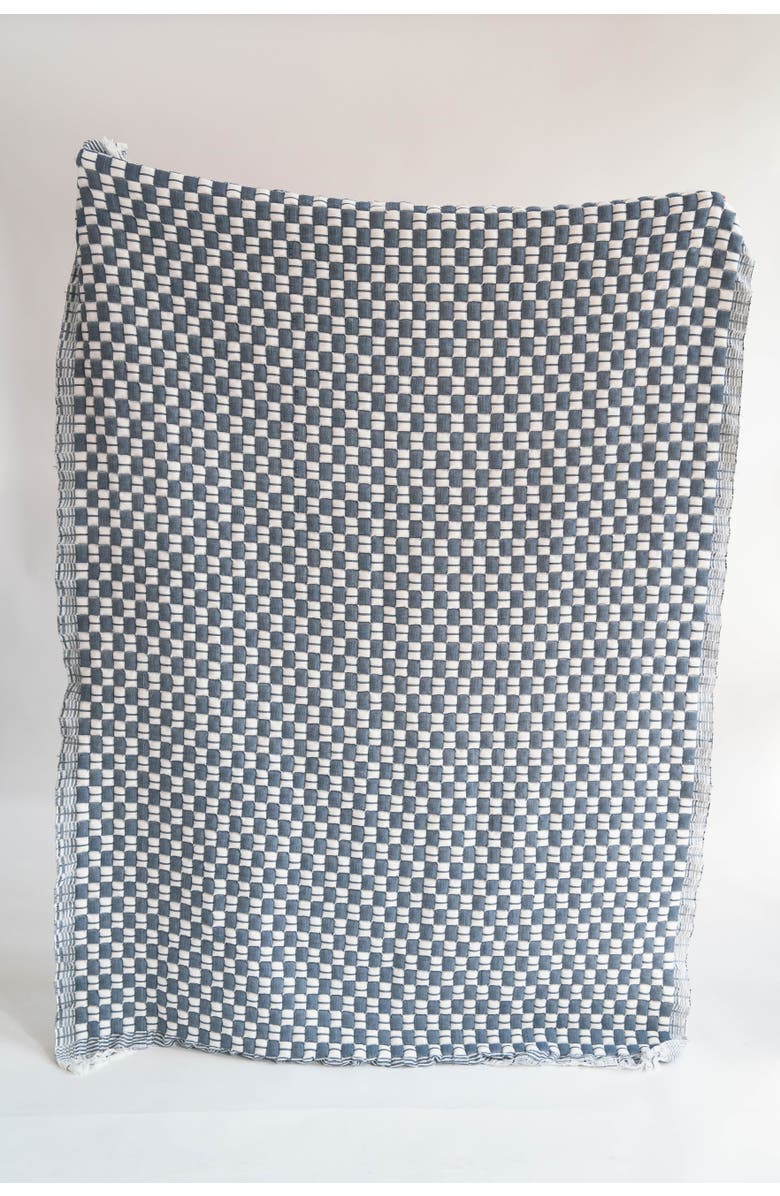 Inner Child Blue Checkered Sujani Quilt, Main, color, Throw - 52 X 70