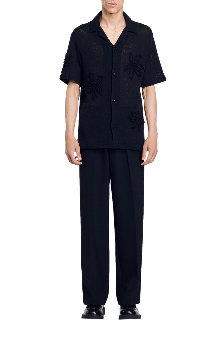 SANDRO Floral knit shirt, Alternate, color, 