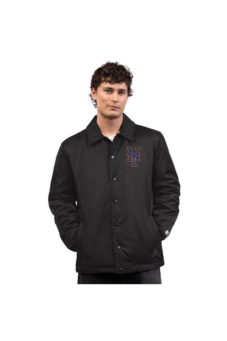 Men's Starter  Black New York Mets Full-Snap Coaches Jacket, Main, color, Black