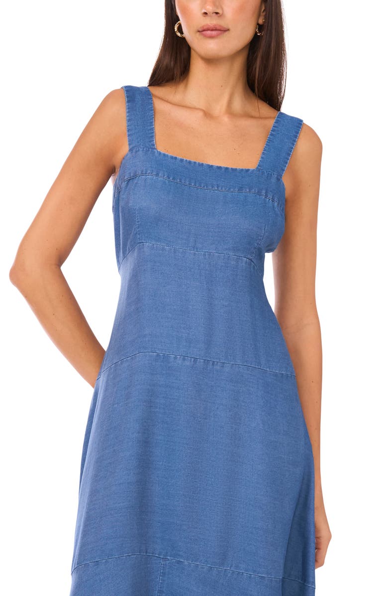 Vince Camuto Square Neck Chambray Maxi Dress, Alternate, color, Chambray Blue