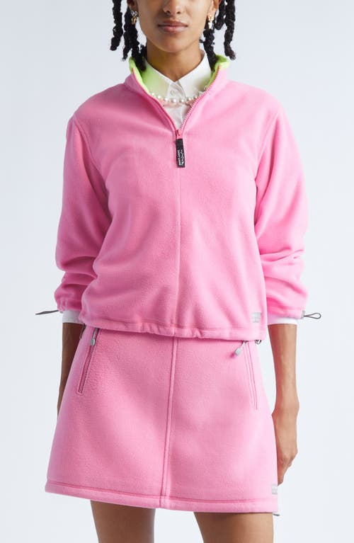 Sandy Liang Lilbean Polar Fleece Quarter Zip Pullover in Pink 