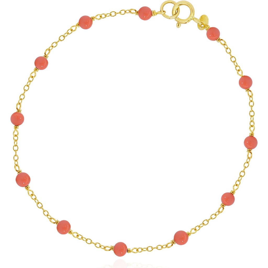 The Lovery Fine Jewelry Pink Coral Bead Chain Bracelet In Pink