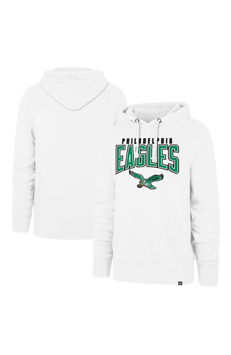 '47 Men's '47 White Philadelphia Eagles Elements Arch Headline Pullover Hoodie, Main, color, White