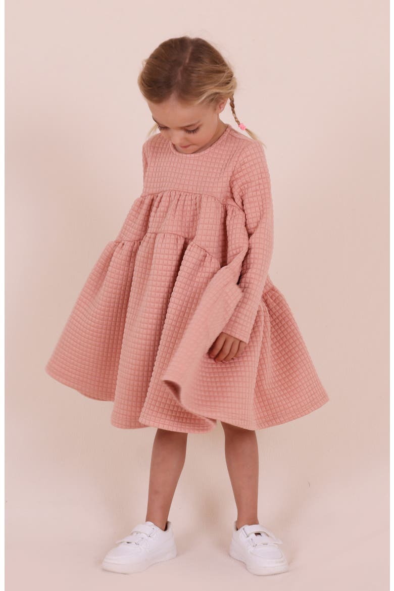 Kids' Long Sleeve Tiered Dress, Alternate, color, ROSE