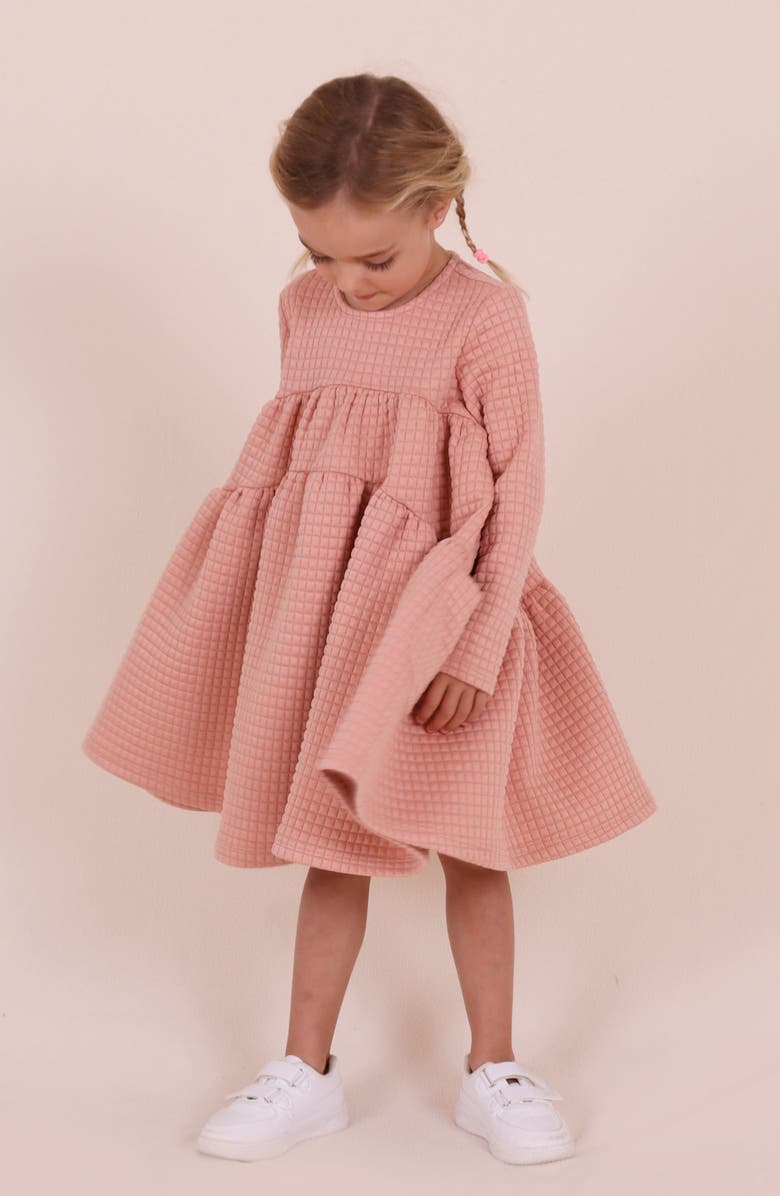 TINY TRIBE Kids' Long Sleeve Tiered Dress, Alternate, color, Rose