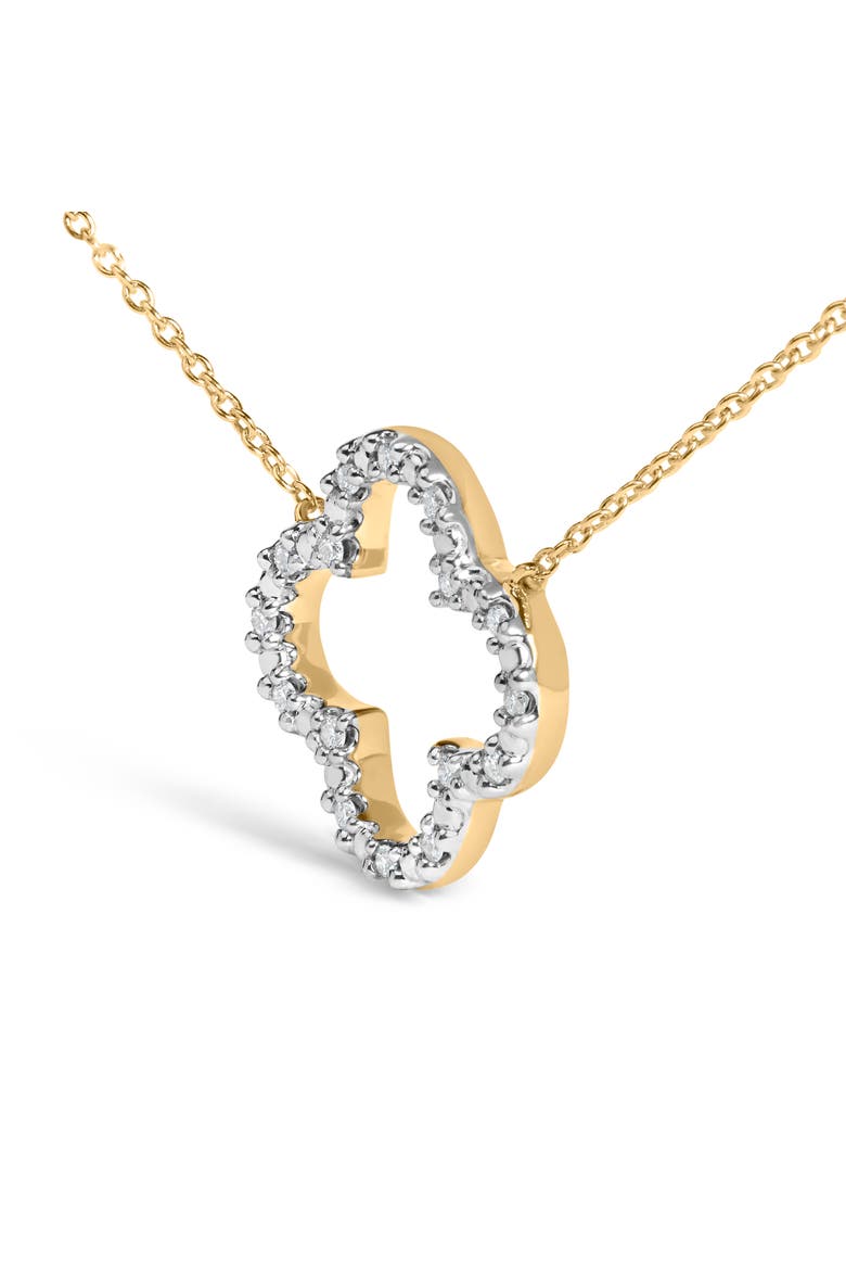 Gold Vermeil 1/10 Cttw Diamond Clover Pendant Necklace, Alternate, color, Silver