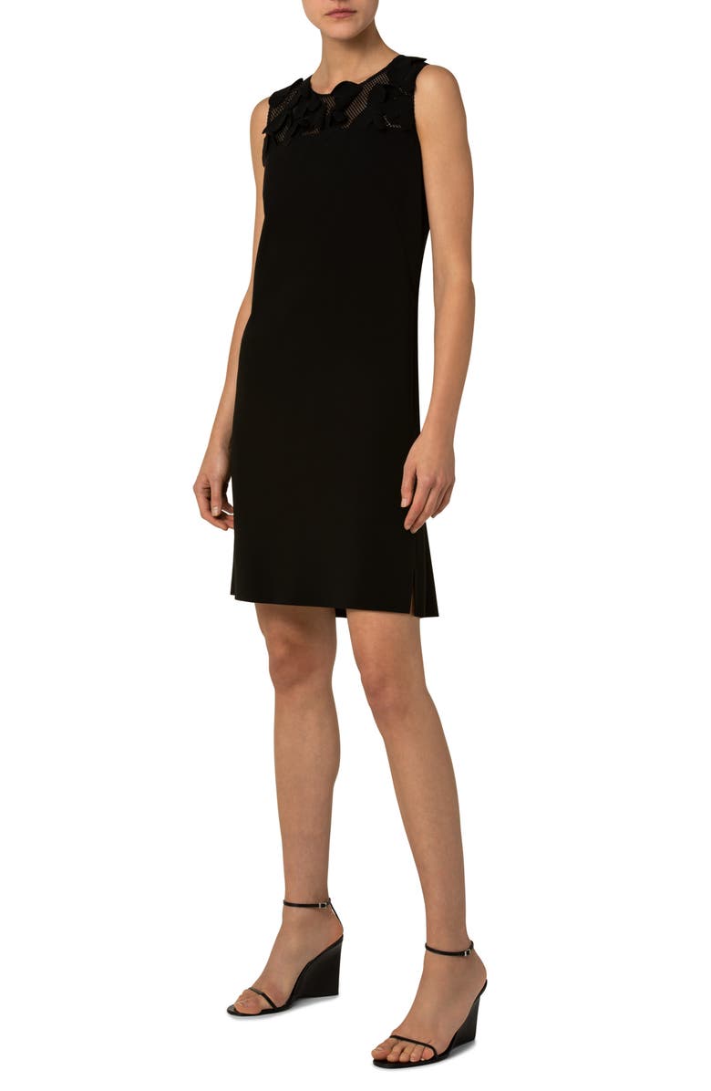 Akris punto Embellished Yoke Sleeveless Knit Shift Dress, Alternate, color,