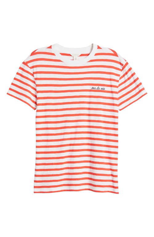 Caslonr Caslon(r) Stripe Cotton Graphic T-shirt In White- Red Asher Stripe