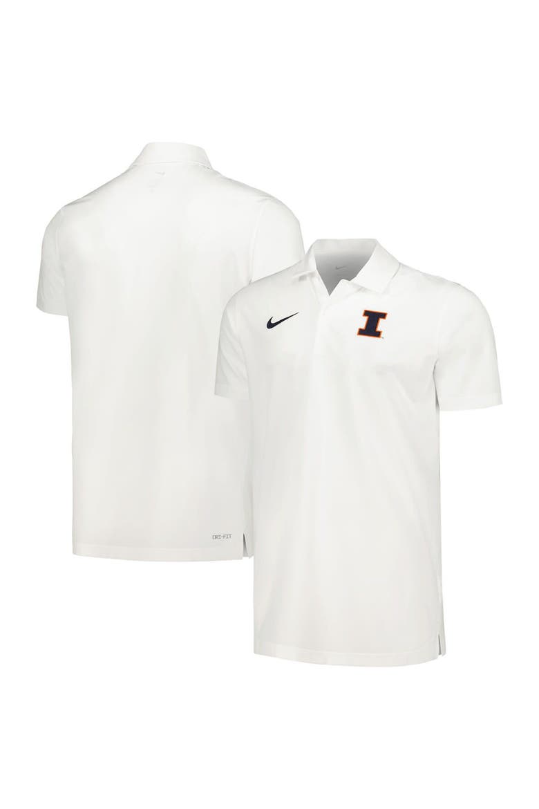 Men's Nike White Illinois Fighting Illini Sideline Polo, Main, color, White
