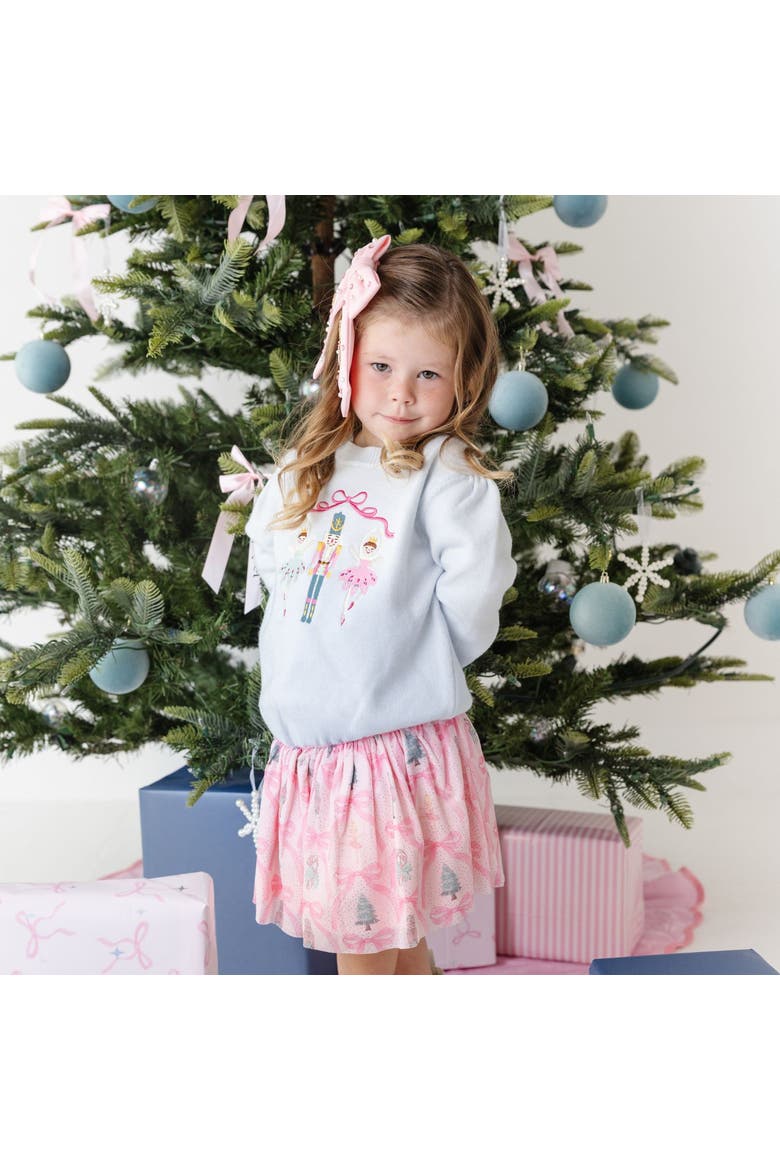 Nutcracker Embroidered Christmas Sweater, Alternate, color, Pastel Blue