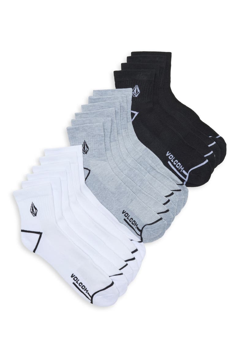 8-Pack Athletic Quarter Socks, Main, color, WHITE/ BLACK/ GRAY