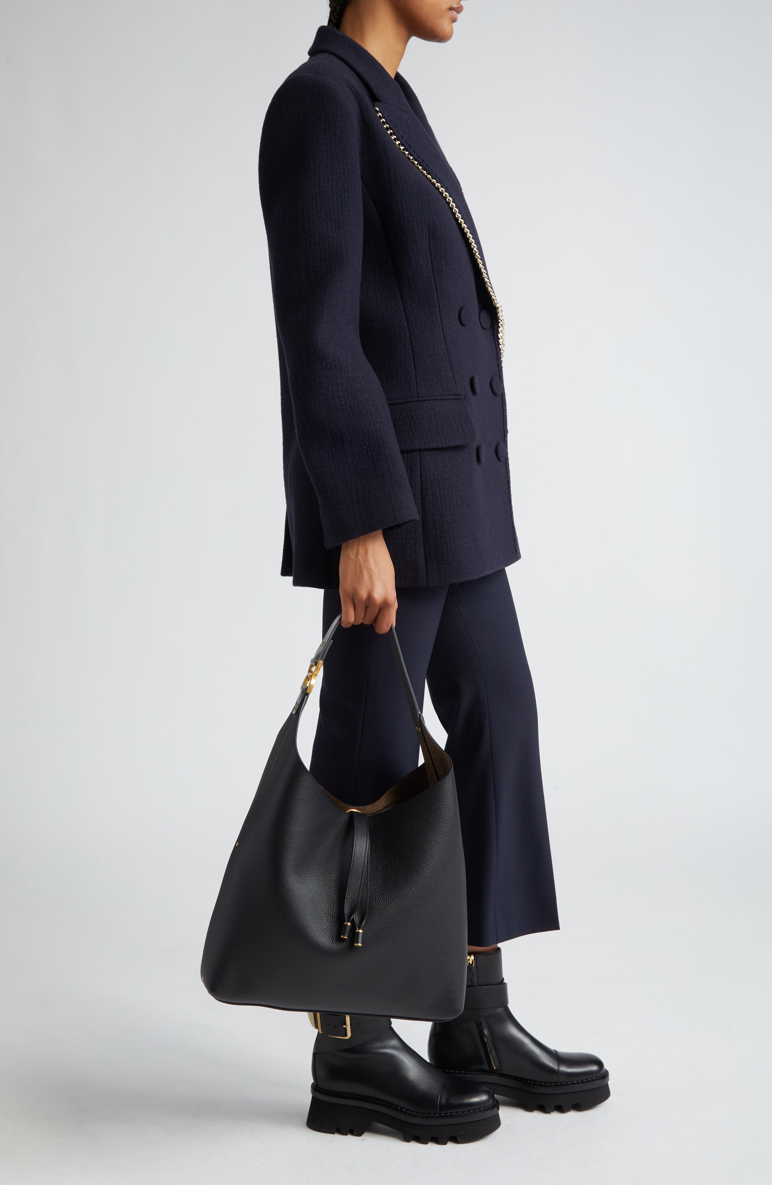 Chloé Marcie Leather Hobo Bag, Alternate, color, 