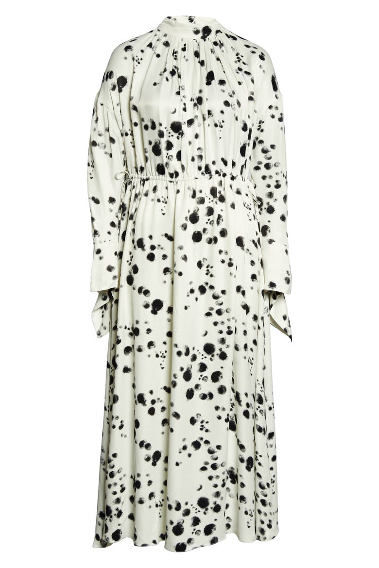 EDITION Spot Print Drawstring Midi Dress, Alternate, color, CREAM
